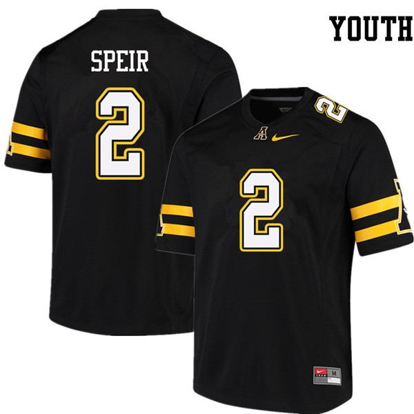 Youth #2 Zeb Speir Appalachian State Mountaineers College Football Jerseys Sale-Black - Click Image to Close